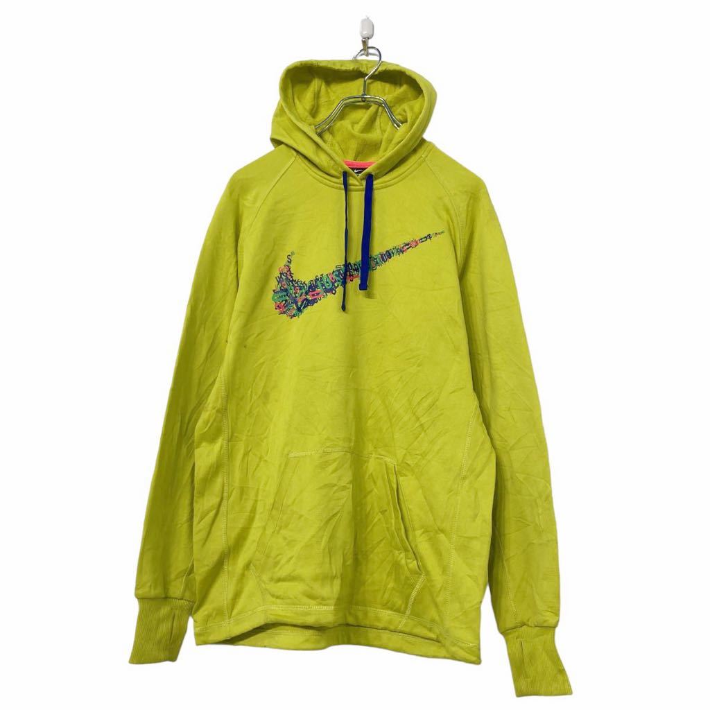 Collaboration - 【中古】【古着】 NIKE プリント スウェット パーカー M イエロー ブラック ブルー ナイキ 裏起毛 フーディー ポケット 古着卸 アメリカ仕入 a509-5072