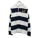 【中古】【古着】 CHARLES RIVER 長袖 ボーダー ポロシャツ S ホワイト ブラック イエロー チャールズリバー ロゴ 古着卸 アメリカ仕入 a50...