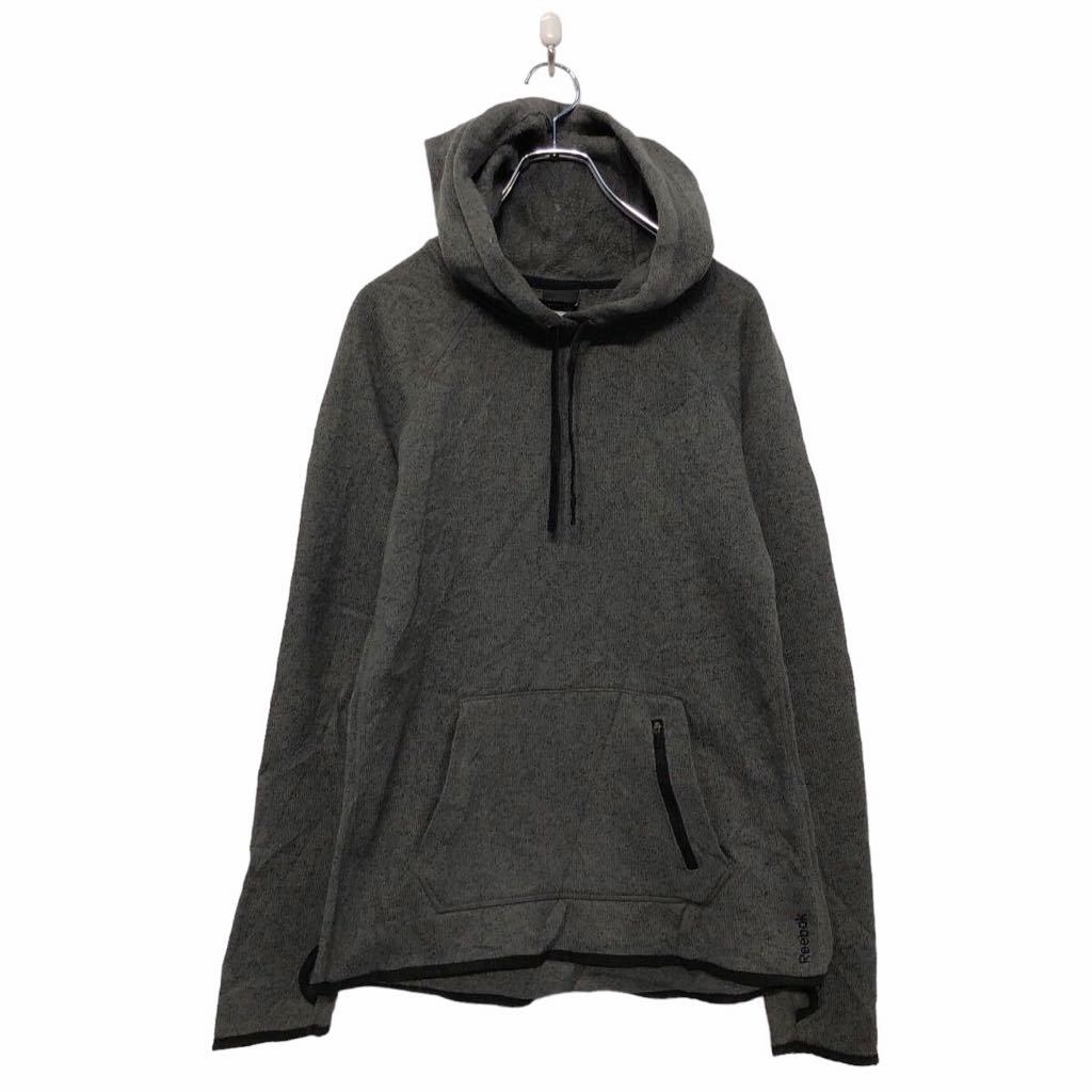 【中古】【古着】 Reebok 無地 スウェット パーカー S グレー ブラック リーボック フーディ ポケット 古着卸 アメリカ仕入 a509-6295