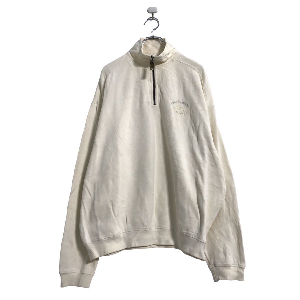 【中古】【古着】 TOMMY BAHAMA ロゴ トレーナー 2XL～ ホワイト ビッグサイズ ハーフジップ 古着卸 アメリカ仕入 a509-6460