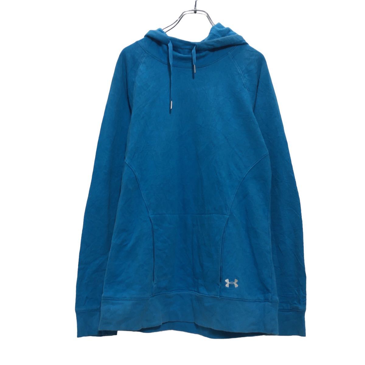 【中古】【古着】 UNDER ARMOUR ロゴ スウェット パーカー L ライトブルー ホワイト アンダーアーマー 裏起毛 フーディー 古着卸 アメリカ仕入 a510-5192