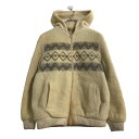 【中古】【古着】 MissyK ニット パーカー ジャケット M~ ホワイト ジップアップ 裏ボア 古着卸 アメリカ仕入 a510-5387