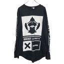 【中古】【古着】 H&M 長袖 プリント Tシャツ M ブラック ホワイト エイチアンドエム アームプリント ロンT ロングTシャツ 古着卸 アメリカ仕入 a510-5508