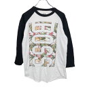【中古】【古着】 TAKE THAT 長袖 プリント Tシャツ S ブラック ホワイト テイクザット 花 草 BOSS ラグラン 古着卸 アメリカ仕入 a510...