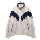 【中古】【古着】 OUT BROOK ジャケット M ホワイト ネイビー アウトブロック ボタン ポケット ネック レトロ 古着卸 アメリカ仕入 a510-6185