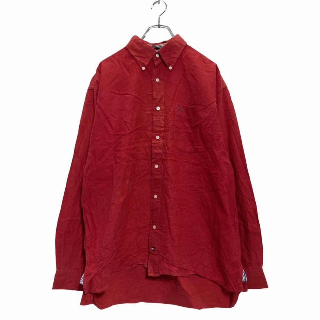 【中古】【古着】 TOMMY HILFIGER 長袖 シャツ M レッド トミーヒルフィガー コットン シャツ 古着卸 アメリカ仕入 a510-6206
