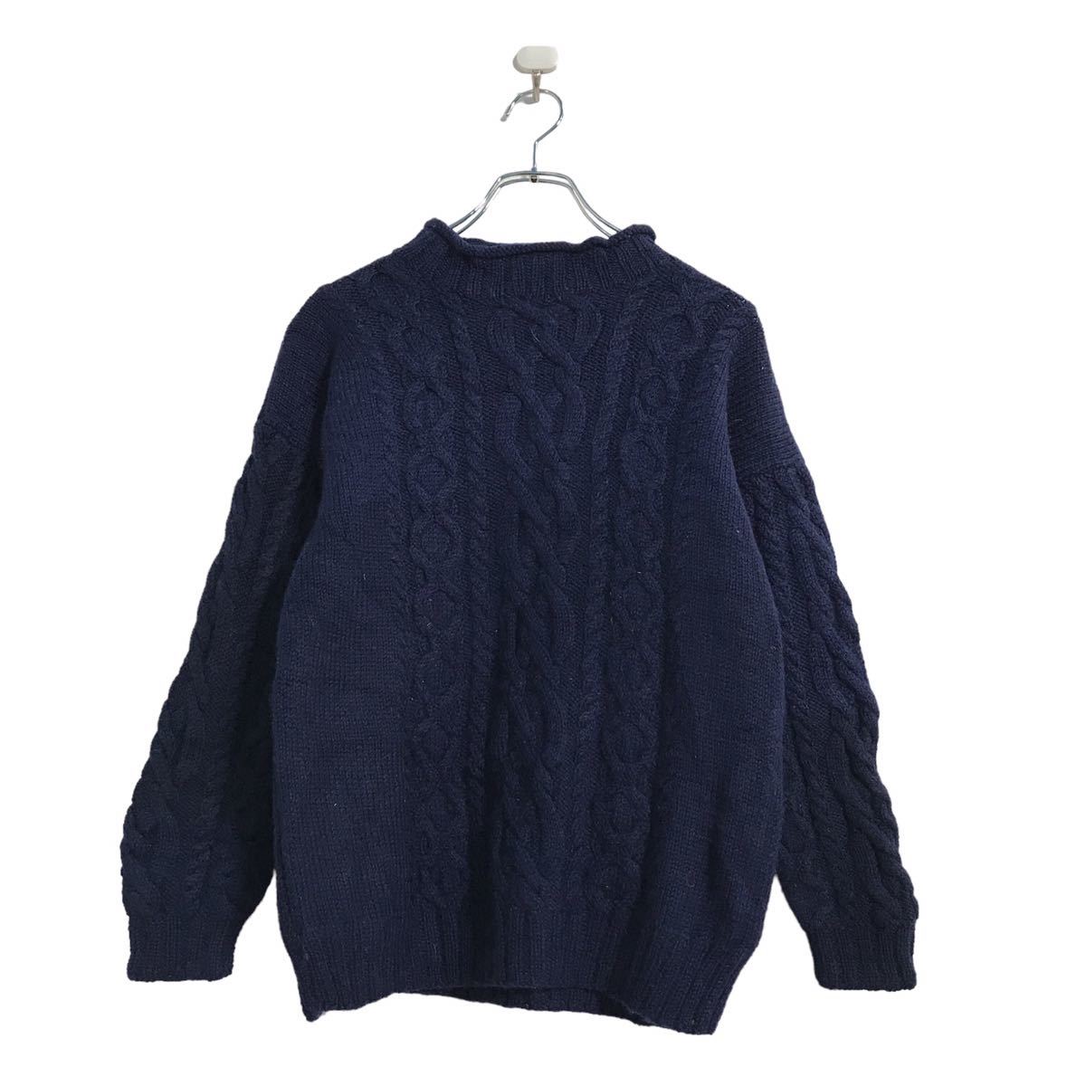 【中古】【古着】 ニット セーター XS～ ネイビー モックネック ケーブルニット 古着卸 アメリカ仕入 a510-6150