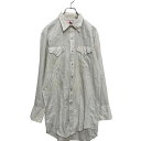 【中古】【古着】 長袖 ストライプ シャツ M ライトブルー ホワイト 総柄 ナップボタン 古着卸 アメリカ仕入 a510-6153