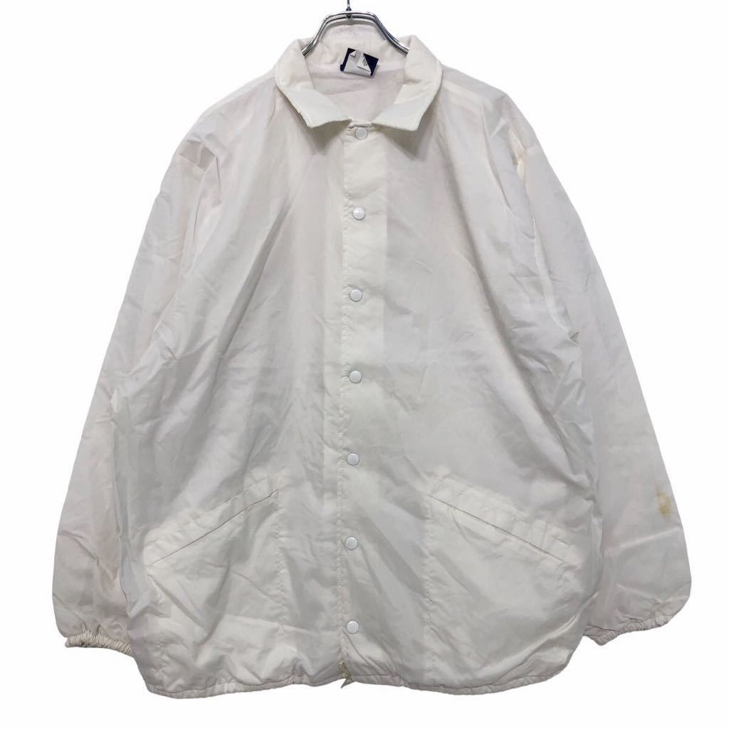 【中古】【古着】 HILTON ナイロン ジャケット XL ホワイト イエロー レッド ヒルトン アメリカ製 ボタン バックプリント 古着卸 アメリカ仕入 a510-6582