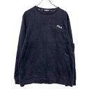 【中古】【古着】 FILA ロゴ スウェット トレーナー M ネイビー ホワイト ポケット 古着卸 アメリカ仕入 a511-5139(4)