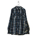 【中古】【古着】 CHALC 長袖 チェック シャツ XL ブラック ブルー ホワイト 2ポケット 古着卸 アメリカ仕入 a511-5236