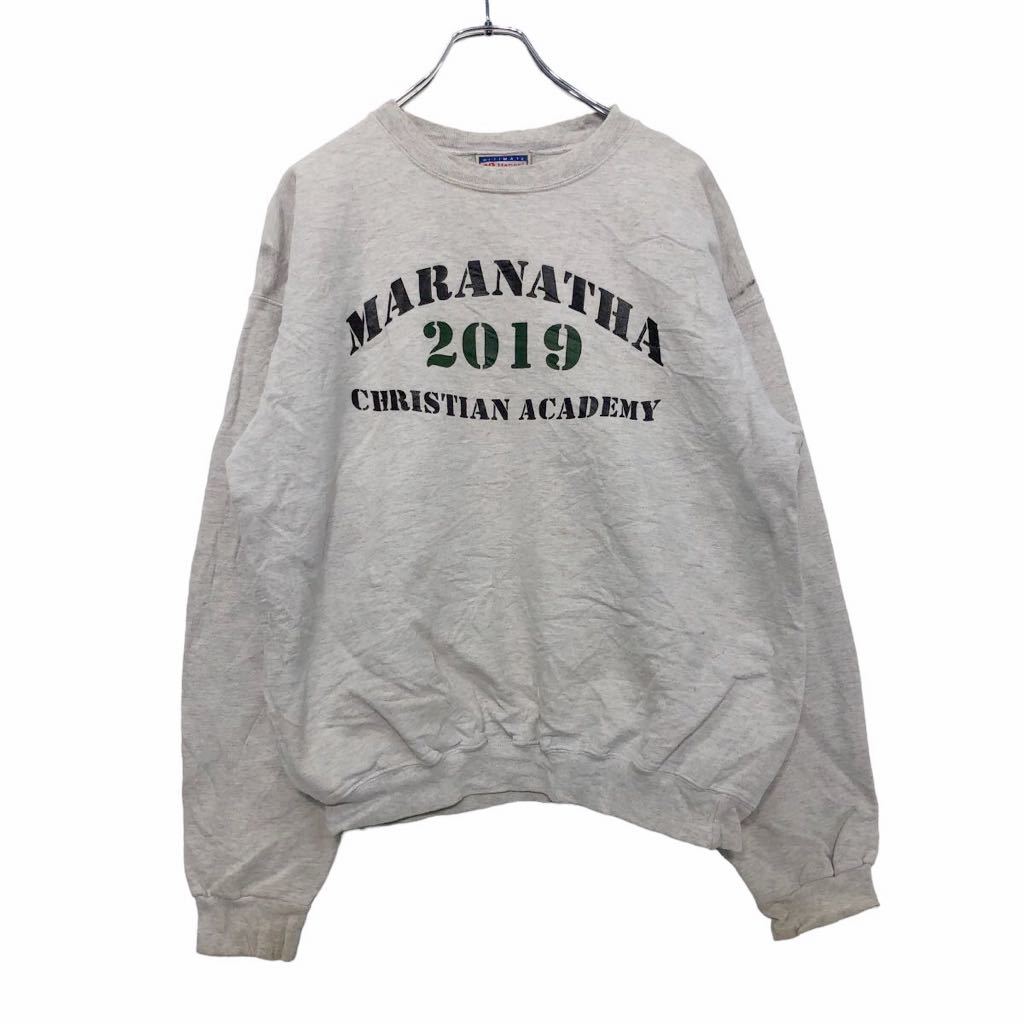 【中古】【古着】 Hanes プリント スウェット トレーナー M ライトグレー ブラック カーキ ヘインズ 文字 古着卸 アメリカ仕入 a511-5459