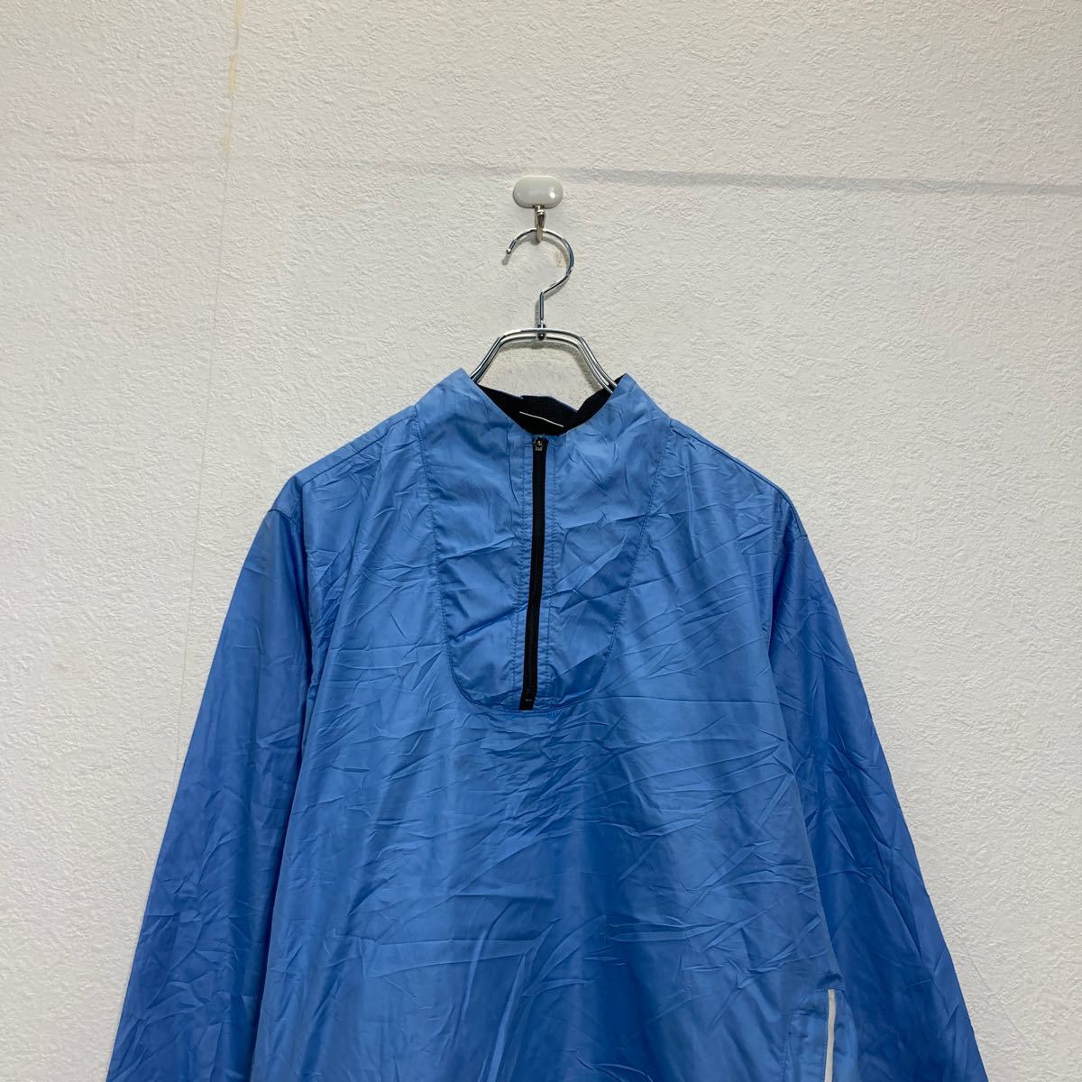 【中古】【古着】 NIKE ハーフジップ ナイロン ジャケット M ライトブルー ブラック ナイキ 裏地メッシュ 古着卸 アメリカ仕入 a511-5542