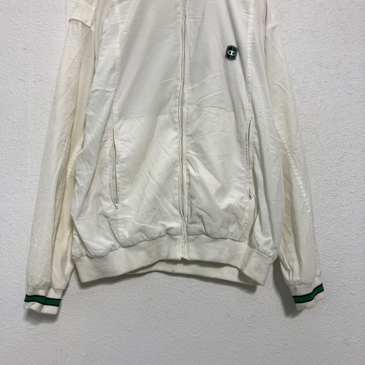 【中古】【古着】 champion ジップアップ ナイロン ジャケット L ホワイト ネイビー グリーン チャンピオン 古着卸 アメリカ仕入 a511-5783