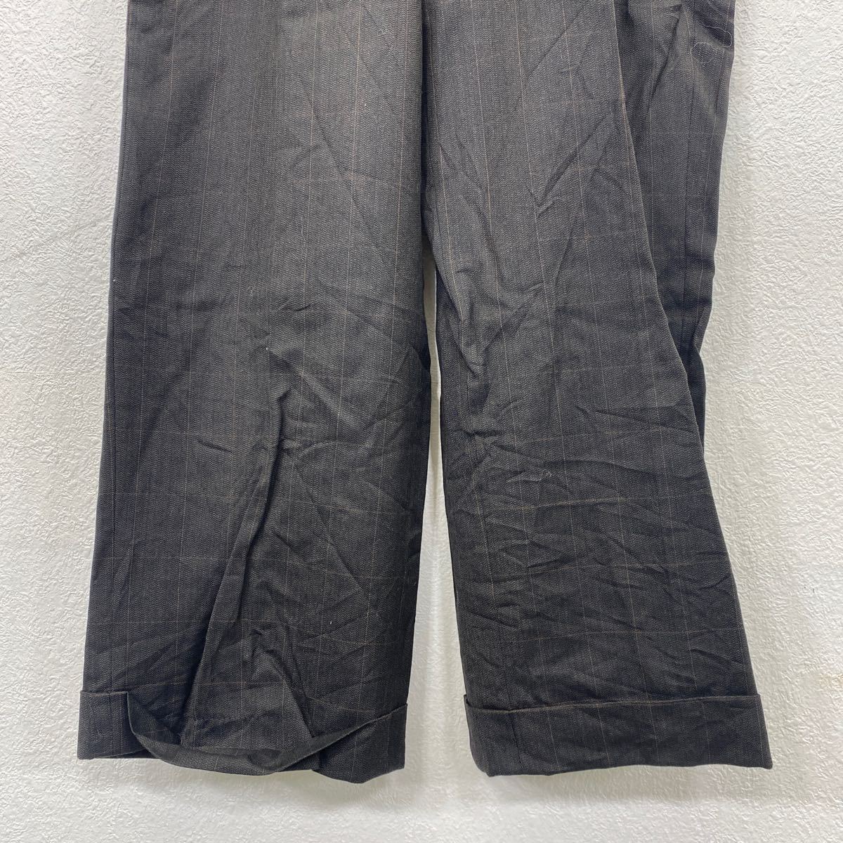 【中古】【古着】 スラックスパンツ W34 タック入り ブラック チェック柄 古着卸 アメリカ仕入 2312-64
