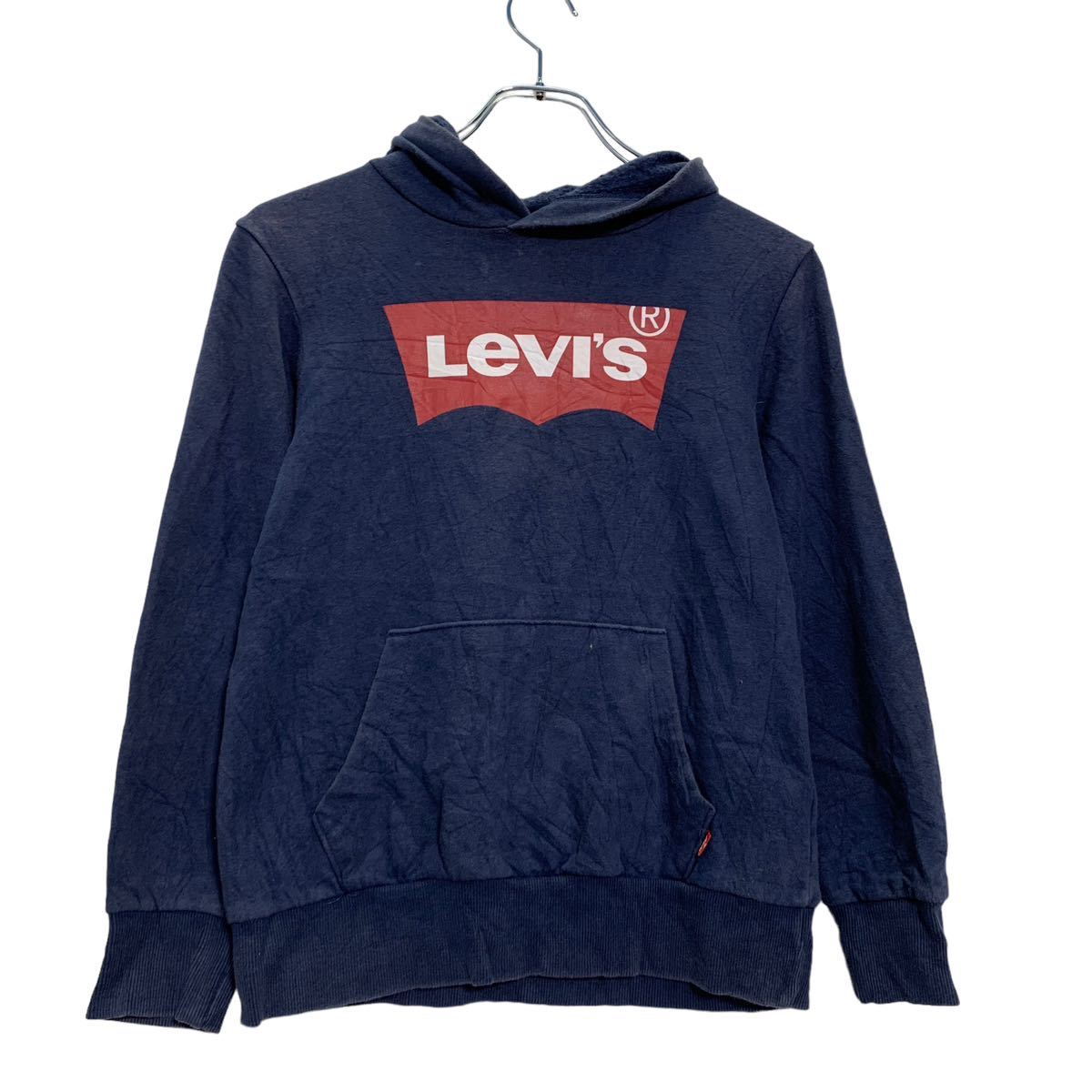 【中古】【古着】 Levi's ロゴ スウェット パーカー M キッズ 140～152 ネイビー レッド ホワイト リーバイス 古着卸 アメリカ仕入 a512-5334