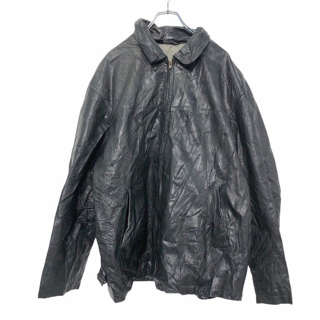 【中古】【古着】 L.A.LEATHER レザー ジャケット XL ブラック エルエーレザー ライダース 革ジャン 古着卸 アメリカ仕入 a512-5697