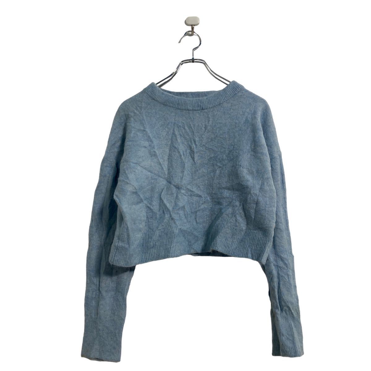 【中古】【古着】 H&M ウール モヘア混 ニット セーター レディース S ライトブルー エイチアンドエム ショート丈 古着卸 アメリカ仕入 a512-5784