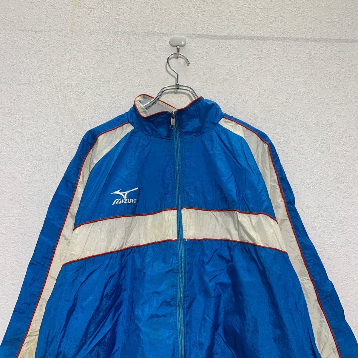 【中古】【古着】 ATHLETECH ジップアップ ナイロン ジャケット M～ ライトブルー ホワイト ポケット 古着卸 アメリカ仕入 a512-5829