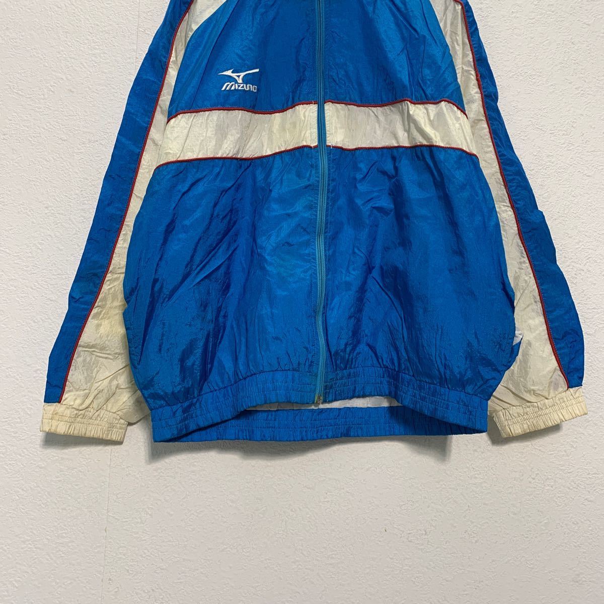 【中古】【古着】 ATHLETECH ジップアップ ナイロン ジャケット M～ ライトブルー ホワイト ポケット 古着卸 アメリカ仕入 a512-5829