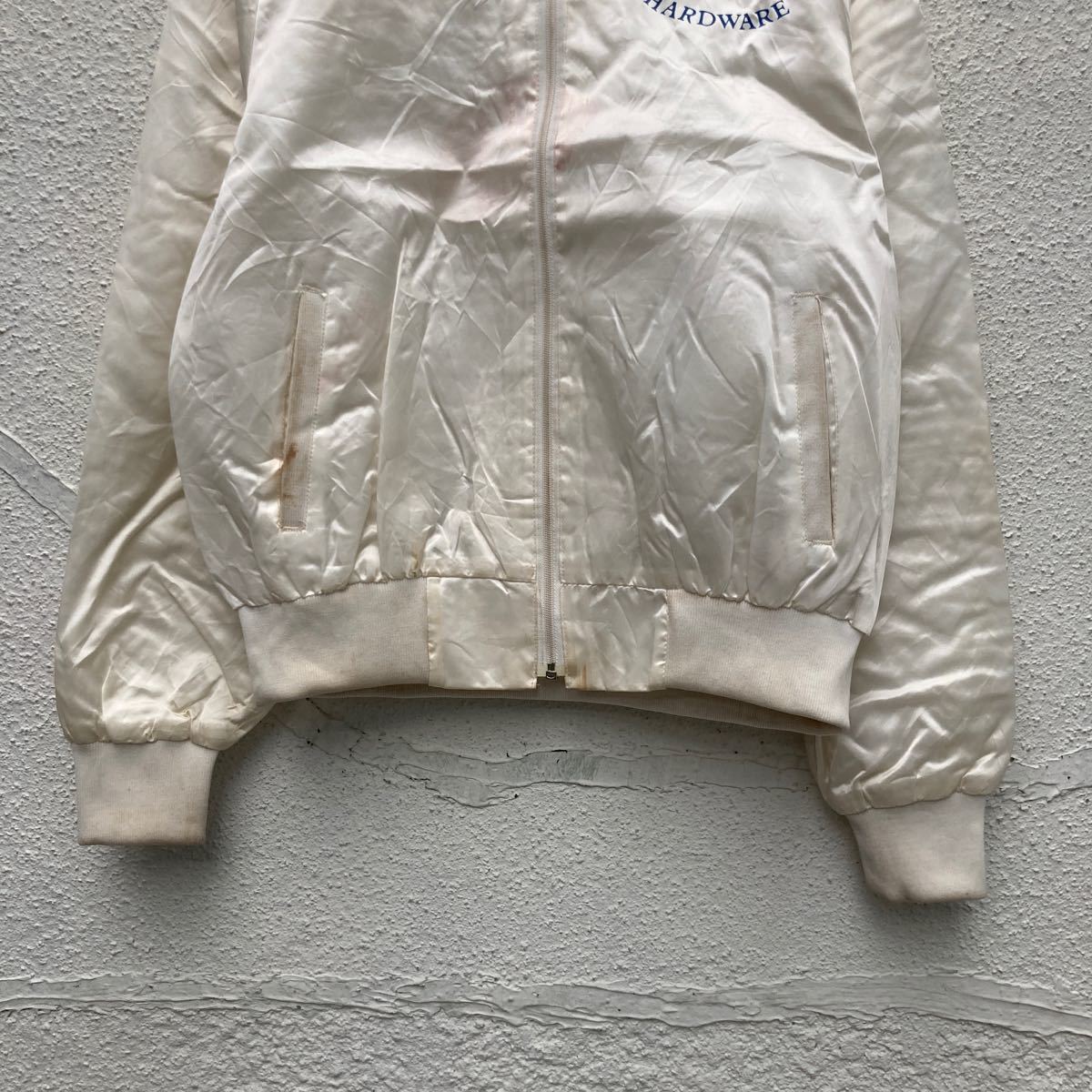 【中古】【古着】 Satins ナイロン ジャケット L ホワイト スイングトップ アメリカ製 古着卸 アメリカ仕入 a512-5890