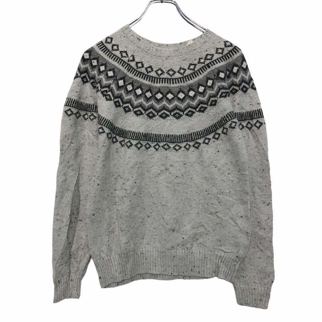 【中古】【古着】 ニット セーター S グレー ライトグレー ホワイト ノルディック 古着卸 アメリカ仕入 a601-5166
