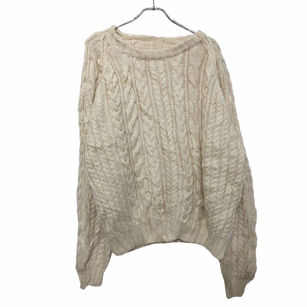 【中古】【古着】 ニット セーター L～ ホワイト ケーブル 古着卸 アメリカ仕入 a601-5290
