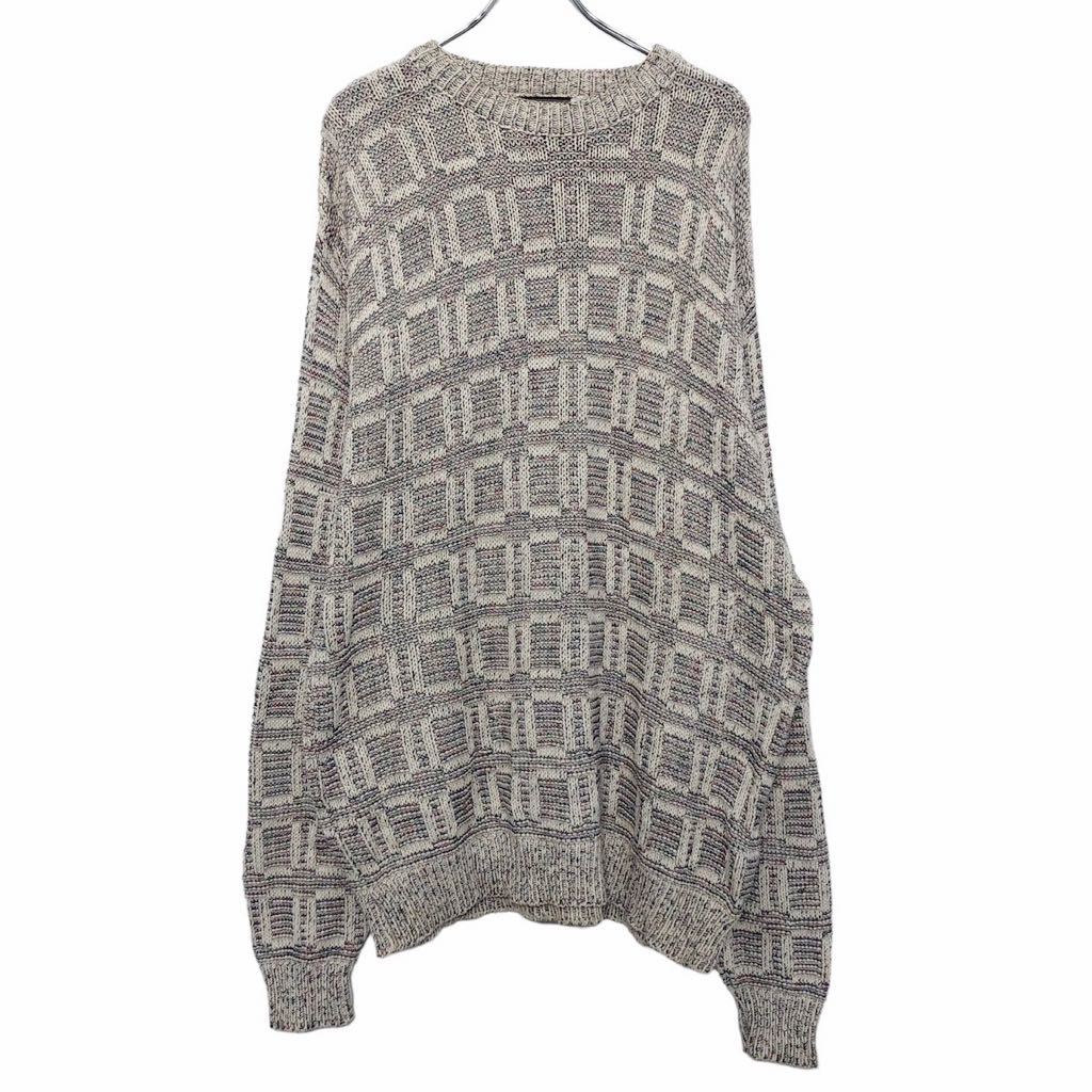 【中古】【古着】 CROFT & BARROW コットン セーター XXL ホワイト パープル グリーン ビッグサイズ アメリカ製 古着卸 アメリカ仕入 a601-5479