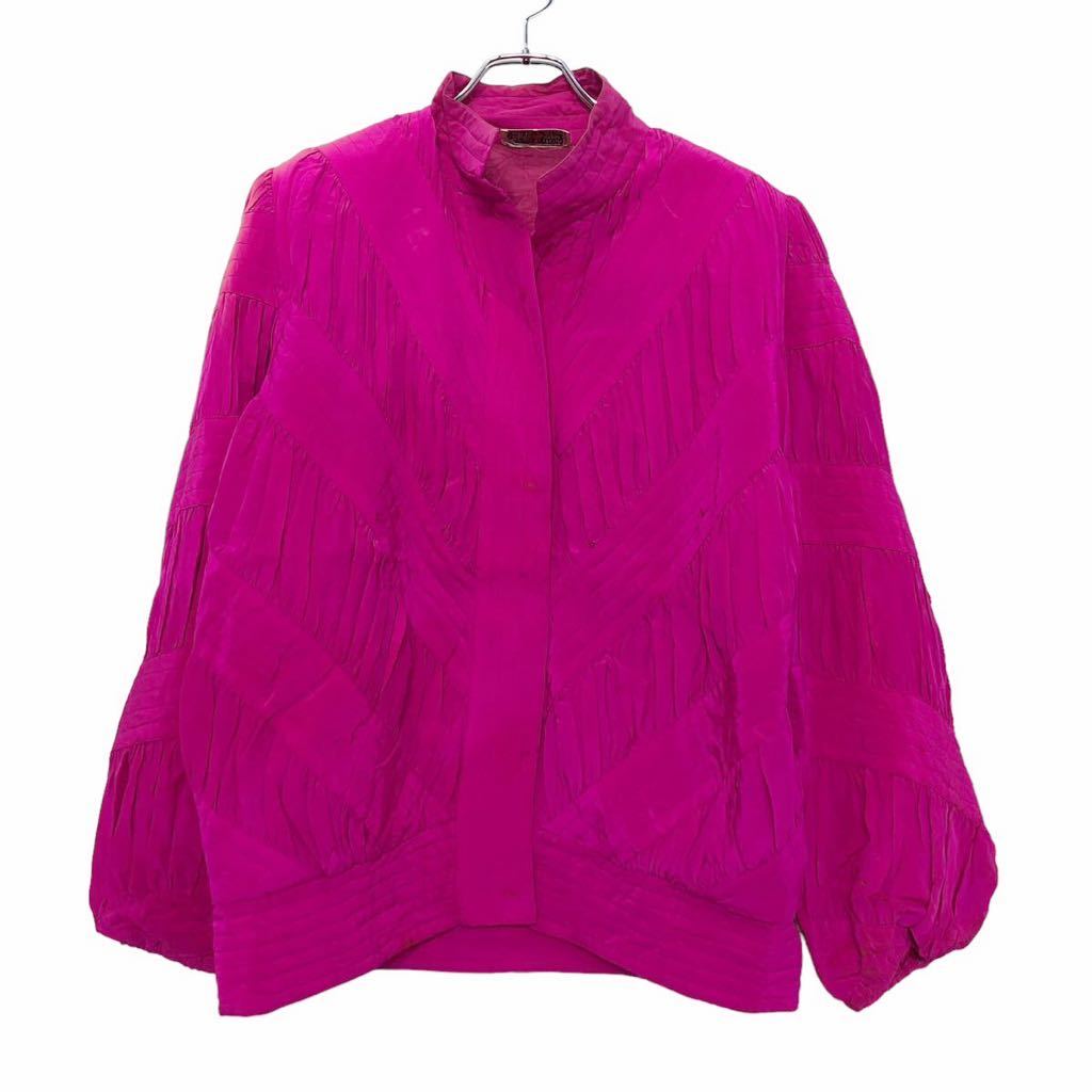 【中古】【古着】 The clothes horse シルク ジャケット レディース L～ ピンク クロウズホース ボタン..