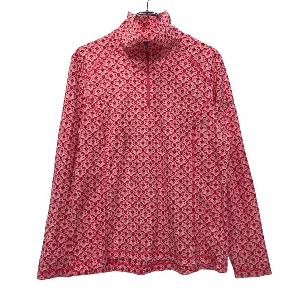 【中古】【古着】 Columbia フリース ジャケット レディース XL ピンク ホワイト コロンビア ハーフジップ 総柄 古着卸 アメリカ仕入 a601-5956