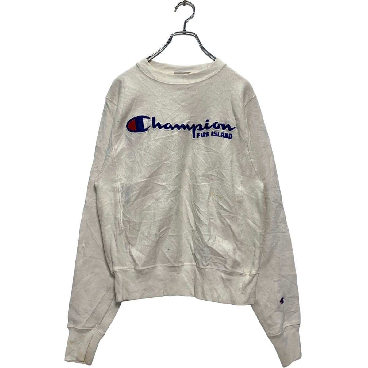 【中古】【古着】 Champion ロゴ スウェット トレーナー XS ホワイト チャンピオン 裏起毛 刺繍 リバースウィーヴ 古着卸 アメリカ仕入 a601-6010(4)