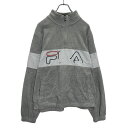 【中古】【古着】 FILA ハーフジップ フリース ジャケット L グレー ホワイト フィラ ポケット 古着卸 アメリカ仕入 a601-6170