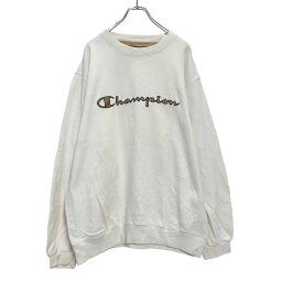 【中古】【古着】 Champion ロゴ スウェット トレーナー L ホワイト ベージュ チャンピオン 裏起毛 古着卸 アメリカ仕入 a601-6385