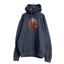 【中古】【古着】 PORT&COMPANY プリント スウェット パーカー L ブルーグレー バックプリント サッカー プルオーバー 古着卸 アメリカ仕入 a6...