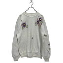 【中古】【古着】 JERZEES プリント スウェット トレーナー M レディース ホワイト ジャージーズ アメリカ製 裏起毛 花柄 古着卸 アメリカ仕入 a6...