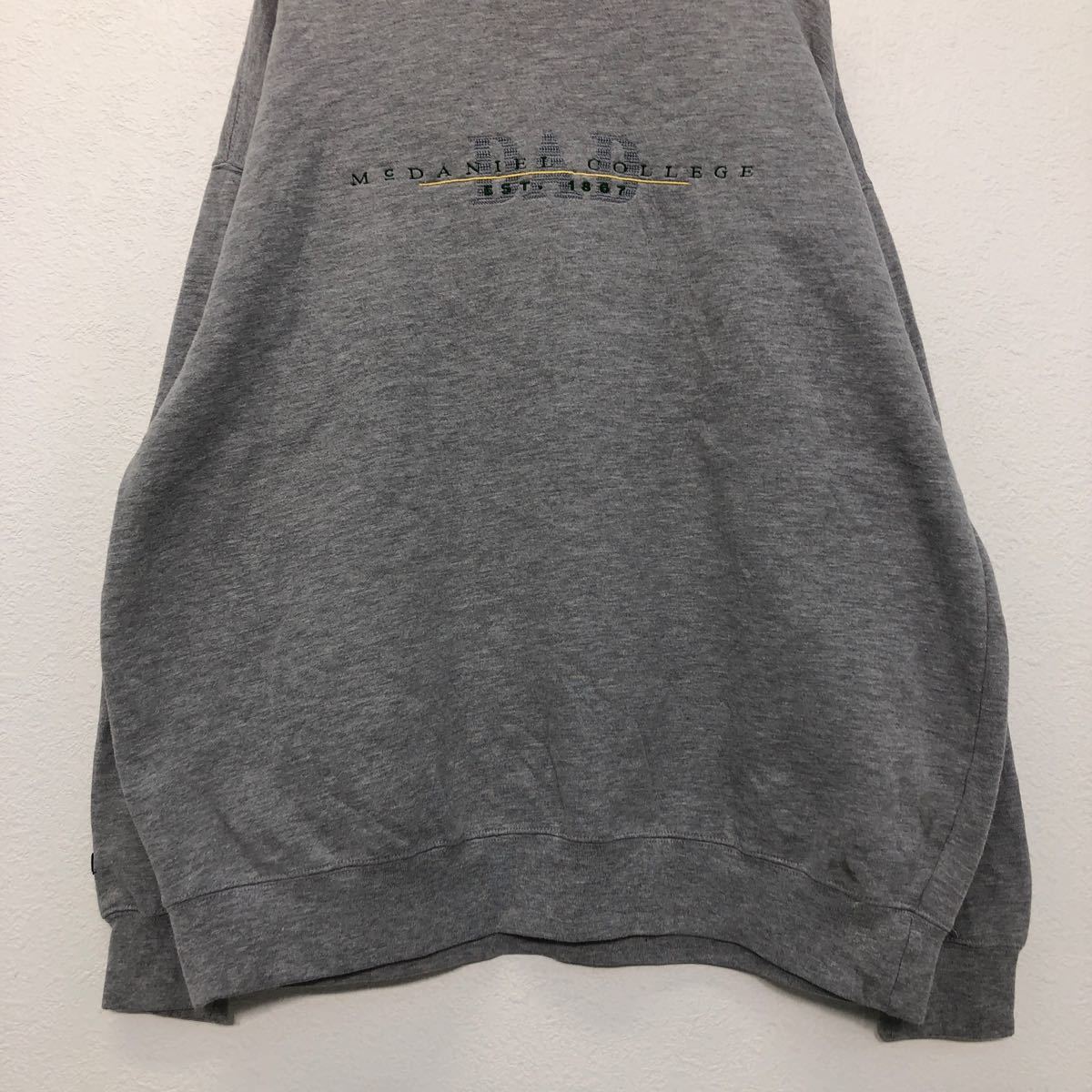 【中古】【古着】 JAN SPORT ロゴ スウェット トレーナー XL ライトグレー グリーン イエロー ブルー ジャンスポーツ 古着卸 アメリカ仕入 a601-6516