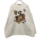 【中古】【古着】 VENEZIA 長袖 プリント Tシャツ XL〜 ホワイト クリスマス サンタ リース 厚手 ロンT 古着卸 アメリカ仕入 a601-6576
