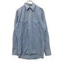 【中古】【古着】 ELY 長袖 無地シャツ M ライトブルー ポケット ウエスタン 古着卸 アメリカ仕入 a601-6729
