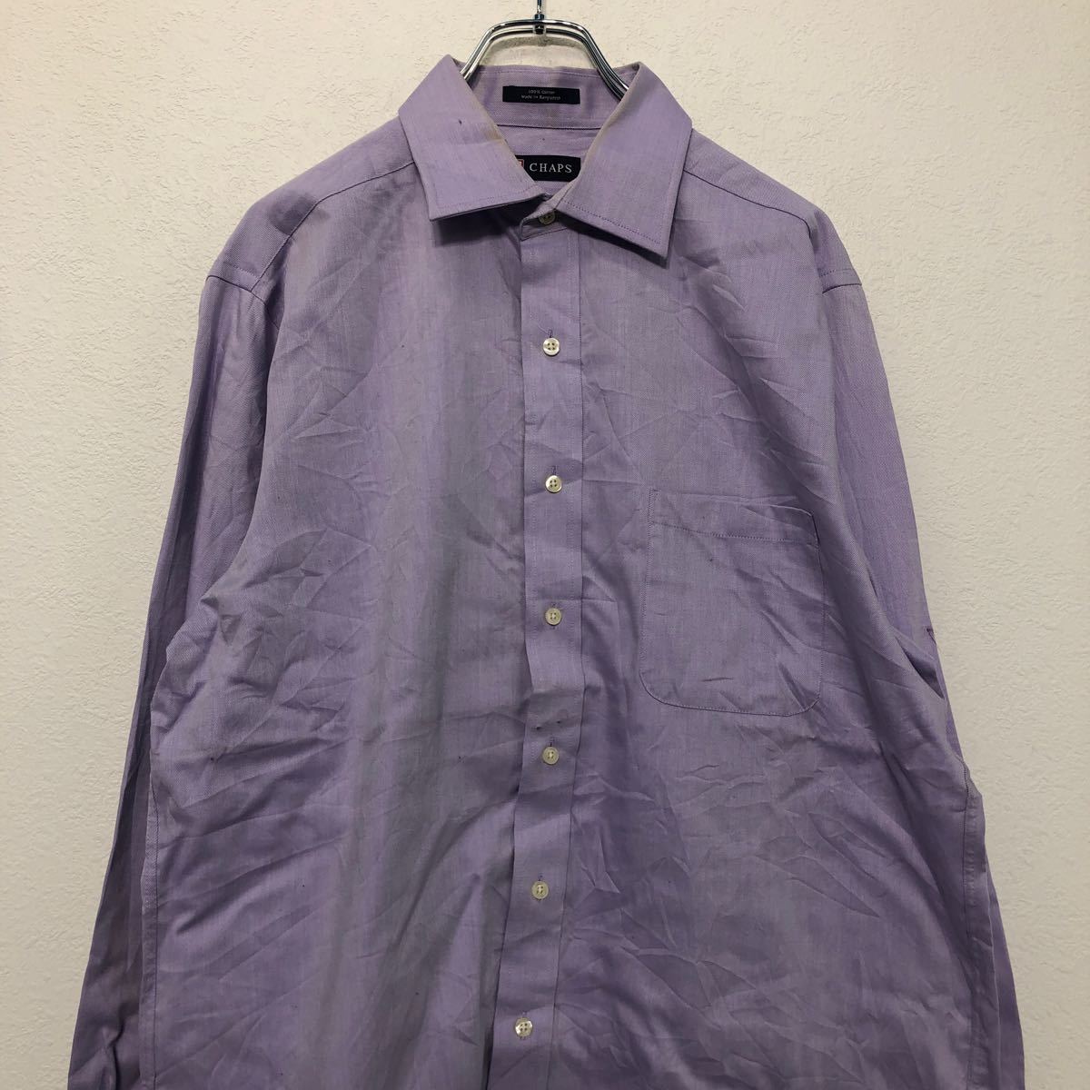 【中古】【古着】 CHAPS 長袖 無地シャツ L パープル チャップス 古着卸 アメリカ仕入 a601-6742