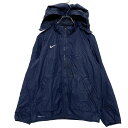 【中古】【古着】 NIKE ジップアップ ナイロンジャケット L 12-13Y キッズ ネイビー ナイキ 裏フリース ロゴ 古着卸 アメリカ仕入 a601-6839