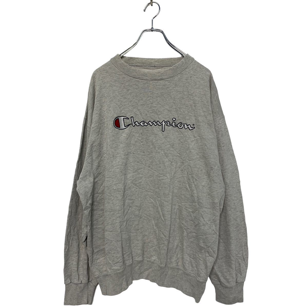 【中古】【古着】 Champion ロゴ スウェット トレーナー L グレー チャンピオン 裏起毛 刺繍 古着卸 アメリカ仕入 a602-5046