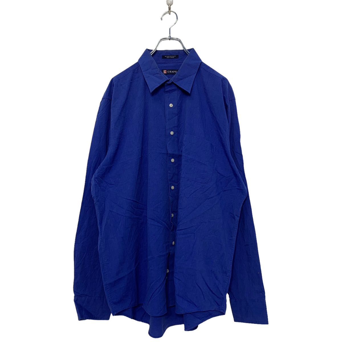 【中古】【古着】 CHAPS 長袖 無地 シャツ XL ブルー チャップス 胸ポケット シンプル 古着卸 アメリカ仕入 a602-5061