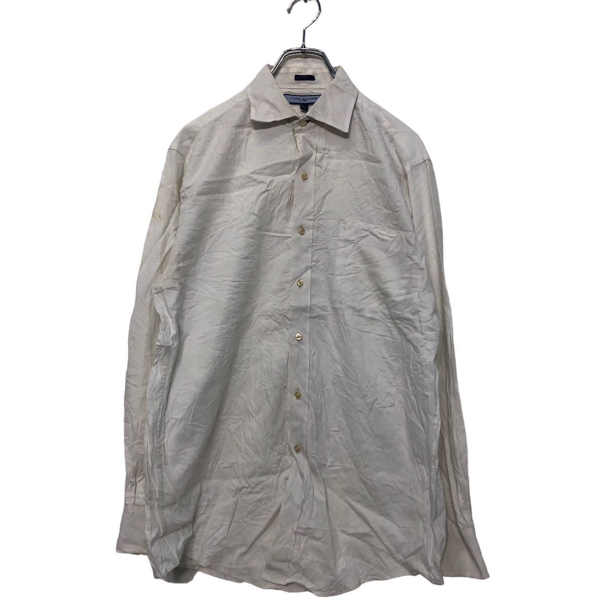 【中古】【古着】 TOMMY HILFIGER 長袖 無地 シャツ 15 1/2 32-33 M～ ホワイト トミーヒルフィガー シンプル 古着卸 アメリカ仕入 a602-5121