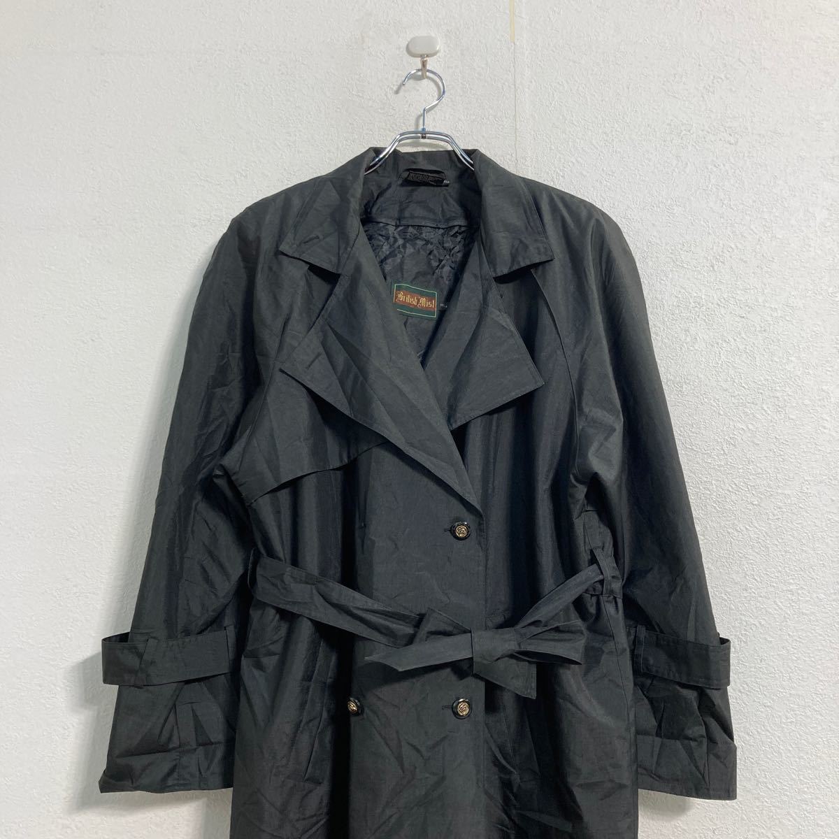 【中古】【古着】 British Mist ロング トレンチコート レディース L～ ブラック キルティング ライナー付き 古着卸 アメリカ仕入 a602-5237