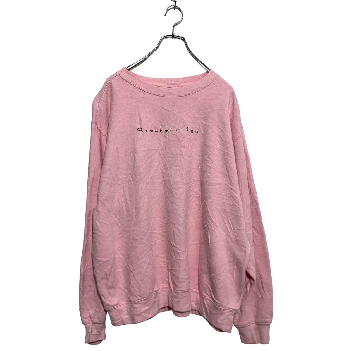 【中古】【古着】 BAC プリント スウェット トレーナー L ピンク ビーエーシー 裏起毛 シンプル 古着卸 アメリカ仕入 a602-5266