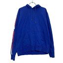 【中古】【古着】 champion プリント スウェット パーカー L ブルー ホワイト チャンピオン 裏起毛 古着卸 アメリカ仕入 a602-5311(4)