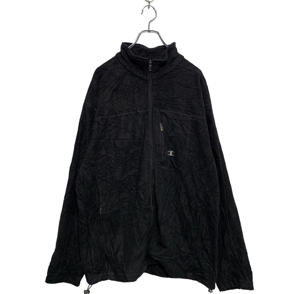 【中古】【古着】 Champion ジップアップ フリースジャケット L ブラック チャンピオン 胸ポケット ワンポイント ロゴ 古着卸 アメリカ仕入 a602-5543