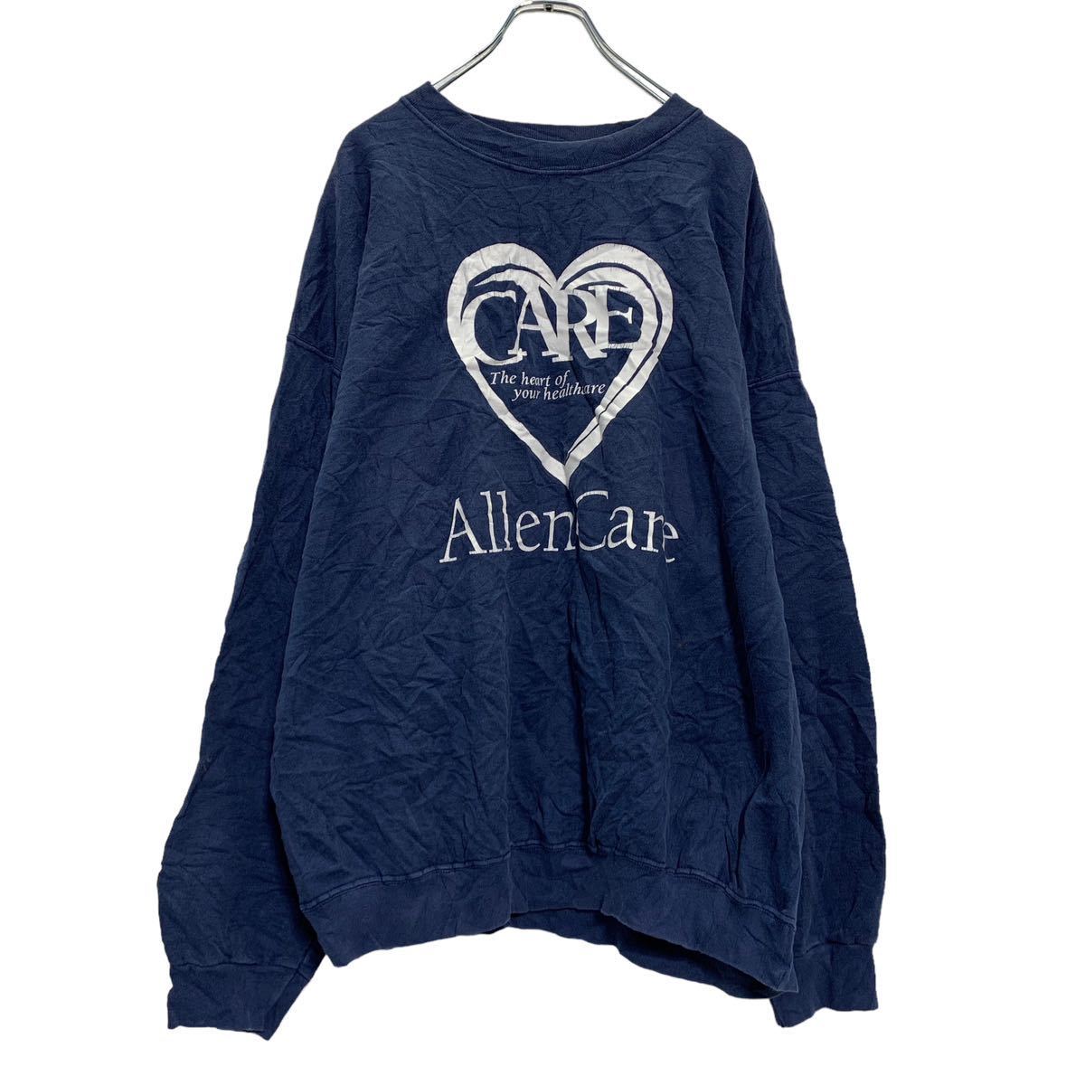 【中古】【古着】 Hanes プリント スウェット トレーナー L～ ネイビー ホワイト ヘインズ 裏起毛 古着卸 アメリカ仕入 a602-5690