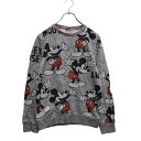 【中古】【古着】 Disney キャラクター プリント スウェット トレーナー 2XS レディース グレー 総柄 ディズニー ミッキー 古着卸 アメリカ仕入 a602-5710