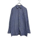 【中古】【古着】 Alain Jousson 長袖 チェックシャツ L 〜 ブルー ホワイト ギンガム 胸ポケット 古着卸 アメリカ仕入 a602-6054